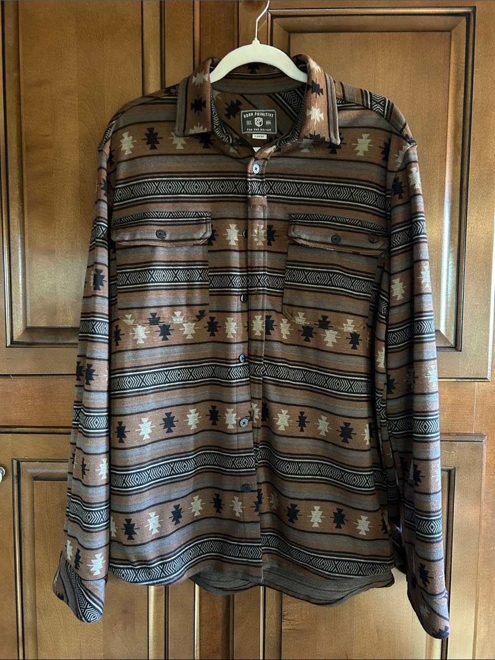 Born Primitive Men’s Brown Patterned Southwestern Button-Up Shirt